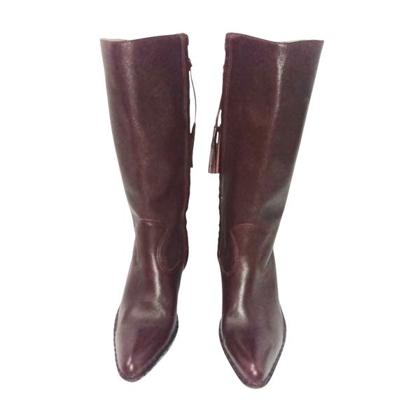 ❌SOLD❌Frye Vintage Burgundy Leather Heeled Boots Bohemian Western Size 6.5 RARE - Picture 2 of 12